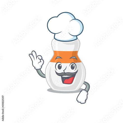 Body lotion chef cartoon drawing style wearing iconic chef hat