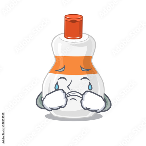 Caricature design style of body lotion with a sad face