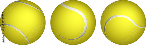 Set of Vector tennis balls icon. Realistic illustration for web, logo, icon, app, UI. Isolated stock on white.