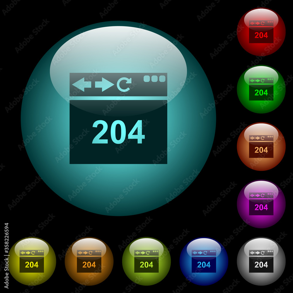 Browser 204 no content icons in color illuminated glass buttons Browser 204 no content icons in color illuminated glass buttons