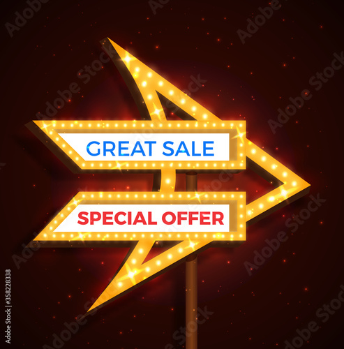Neon sign with arrow