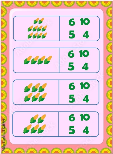 Preschool and toddler math with corn design