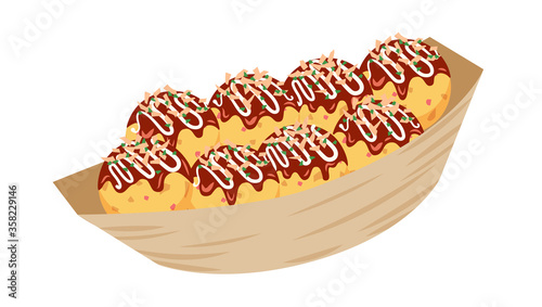 舟形の容器に入った８個入りのたこ焼き