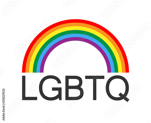 LGBTQ logo with rainbow symbol, vector symbol of LGBT Pride community