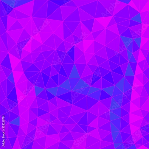 Violet triangles mosaic background with colored form of sexy body