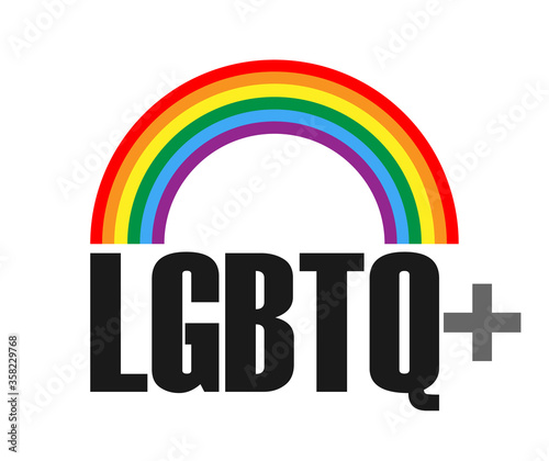 LGBTQ logo with rainbow symbol, vector symbol of LGBT Pride community
