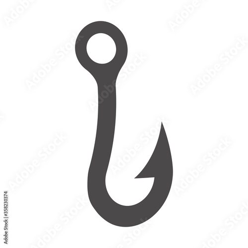 Fishing hook icon in flat style.Vector illustration.