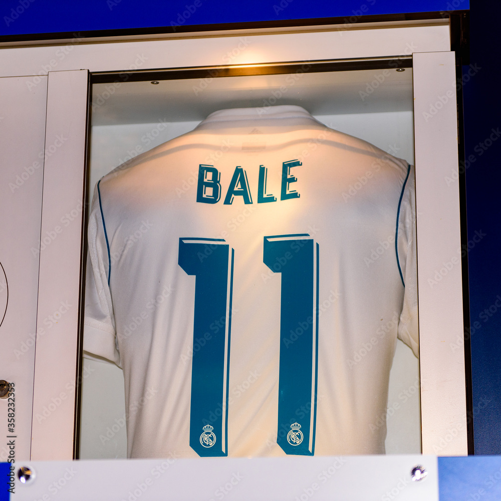 MADRID - APRIL 14, 2018: Gareth Bale shirt 11, Dressing room of Real  Madrid, Santiago Bernabeu Stadium Stock Photo