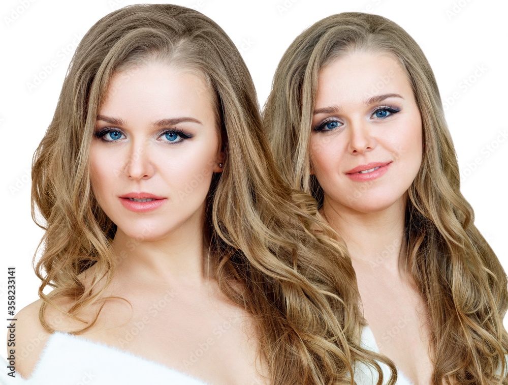 Collage of beautiful blonde woman with long wavy hair. Collage of beautiful blonde woman with long wavy hair.