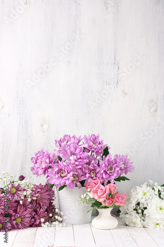 Assorted flowers on white