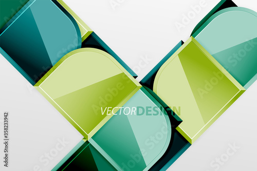 Glossy glass squares with round elements geometric composition. Abstract geometric background with 3d effect composition For Wallpaper  Banner  Background  Card  Book Illustration  landing page