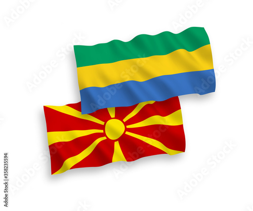 Flags of Gabon and North Macedonia on a white background