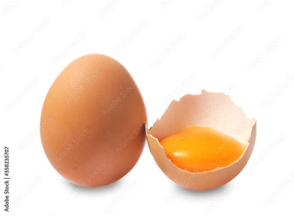 Fresh chicken eggs on white background Fresh chicken eggs on white background