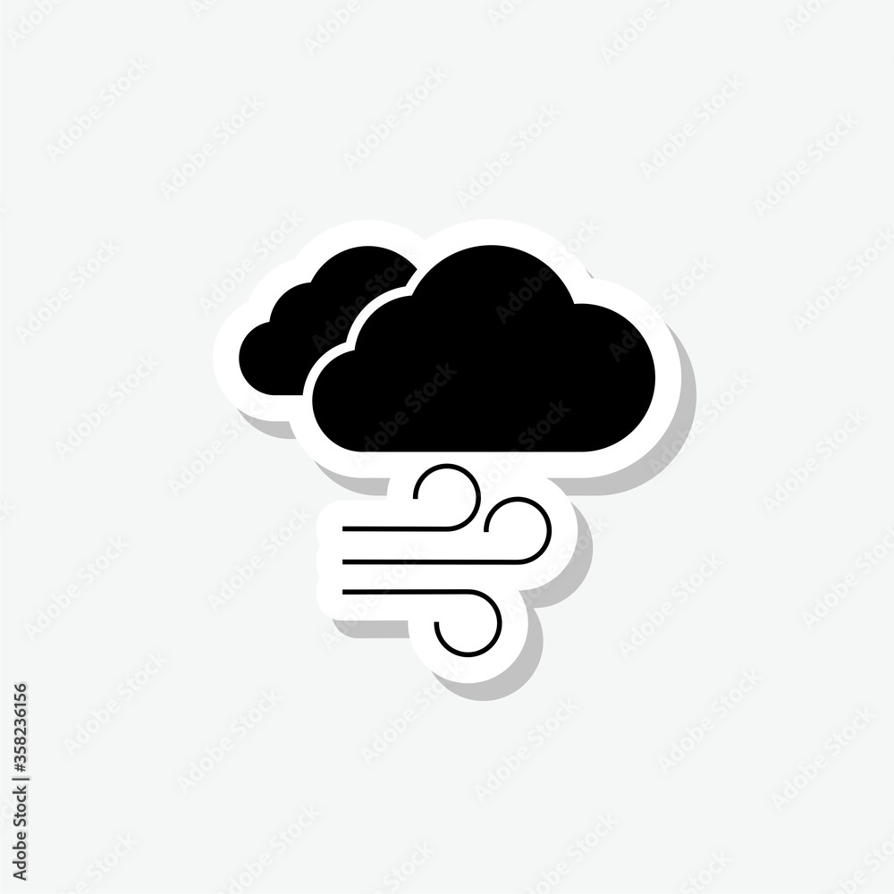 Wind cloud sticker icon isolated on gray background Wind cloud sticker icon isolated on gray background