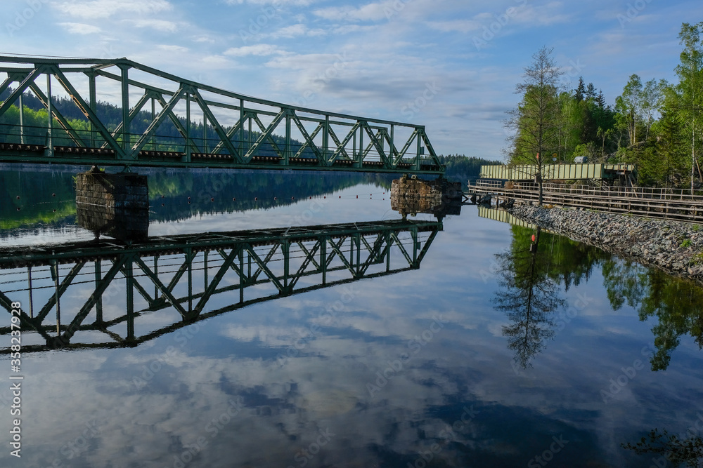 Old swing train bridge at the Dalsland Canal in Sweden