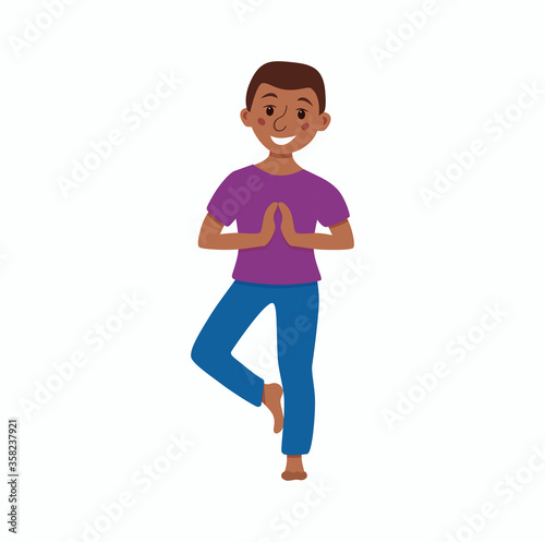 kids exercise poses and yoga asana set