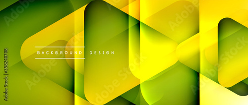 Triangle shapes geometric abstract background. 3D shadow effects and fluid gradients. Modern overlapping forms wallpaper for your text message