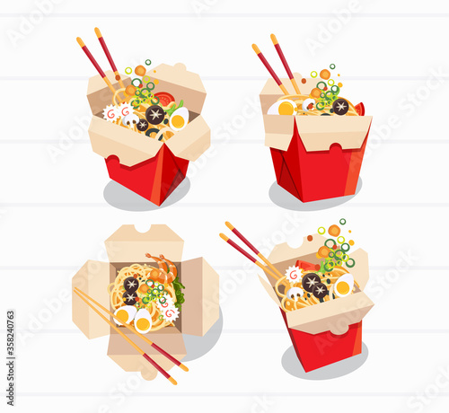 chinese food take away box, Take away box noodles , Vector illustration..