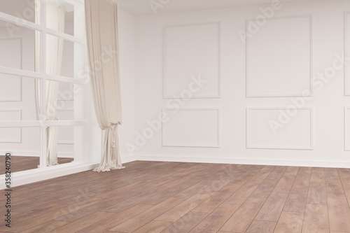 Wallpaper Mural modern empty room with curtains interior design. 3D illustration Torontodigital.ca