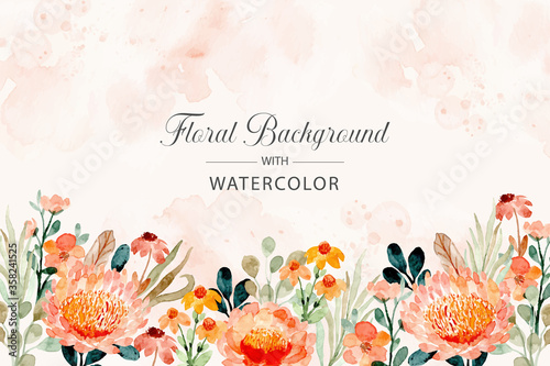 watercolor floral with abstract background