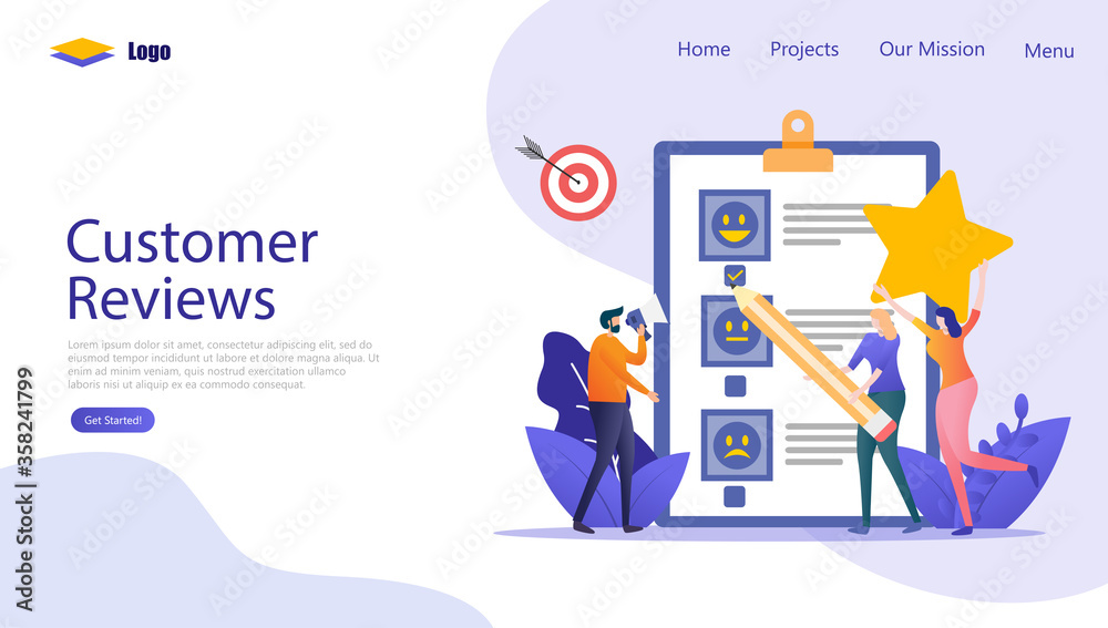 Customer Reviews Vector Concept Illustration, Suitable for web landing page, ui, mobile app, editorial design, flyer, banner, and other related occasion Customer Reviews Vector Concept Illustration, Suitable for web landing page, ui, mobile app, editorial design, flyer, banner, and other related occasion