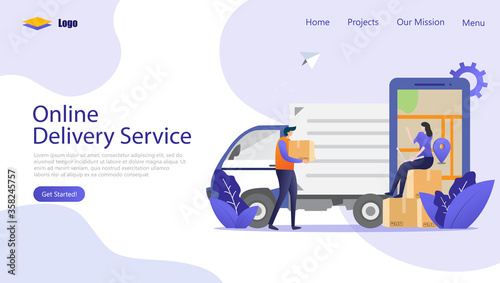 Online Delivery Service Vector Illustration Concept , Suitable for web landing page, ui, mobile app, editorial design, flyer, banner, and other related occasion