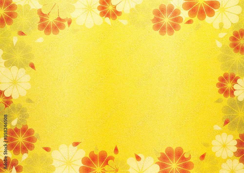 お花の金箔和紙_04_金赤白 お花の金箔和紙_04_金赤白