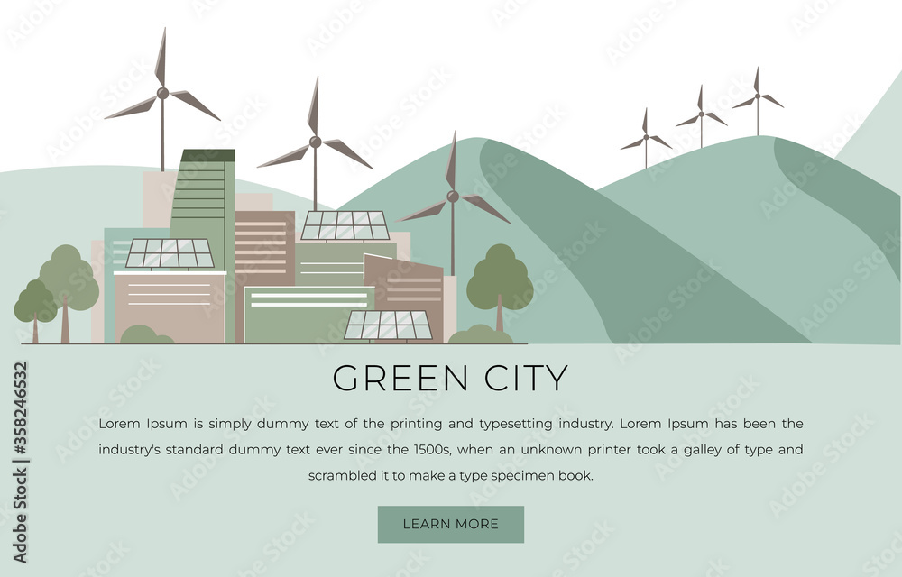 Smart city, green modern city, vector illustration.