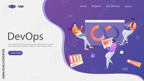 DevOps Programmers Vector Illustration Concept, Suitable for web landing page, ui, mobile app, editorial design, flyer, banner, and other related occasion