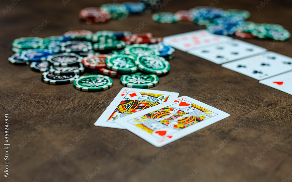 Poker game. All in. Poker elements. Couple Poker game. All in. Poker elements. Couple
