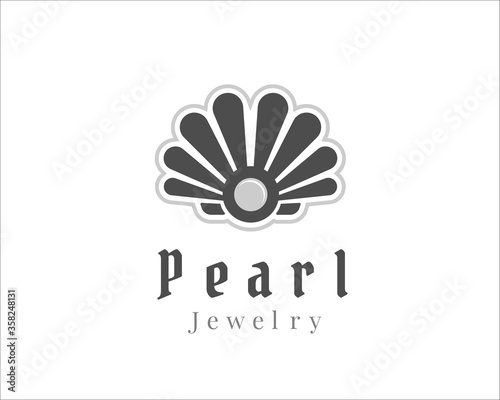 Abstract pearl sea shell jewelry logo symbol design illustration