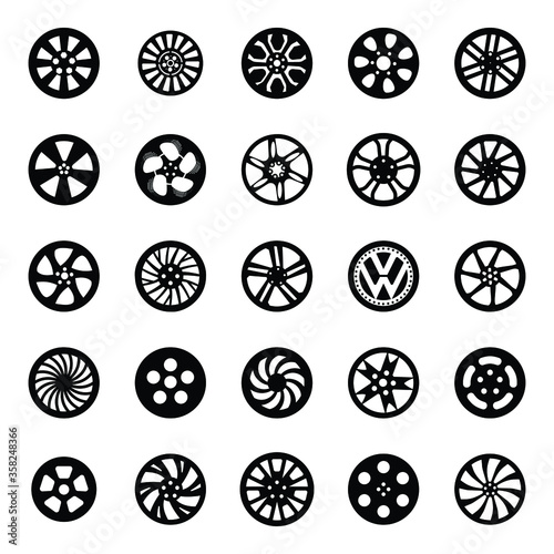  Wheel Rims Solid Icons Pack 