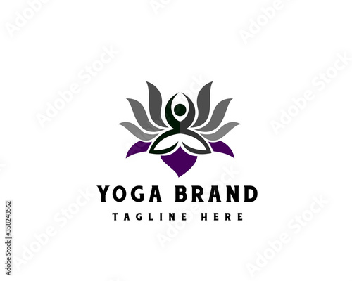 Abstract lotus yoga meditation symbol logo design illustration