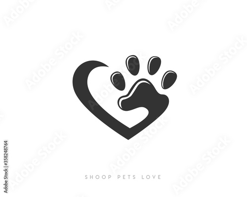 love paws print foot pets logo symbol design illustration