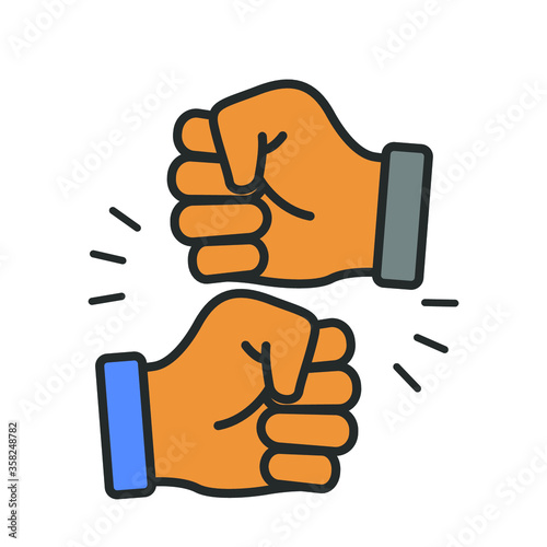 Bro fist bump or power five pound line art vector icon for apps and websites