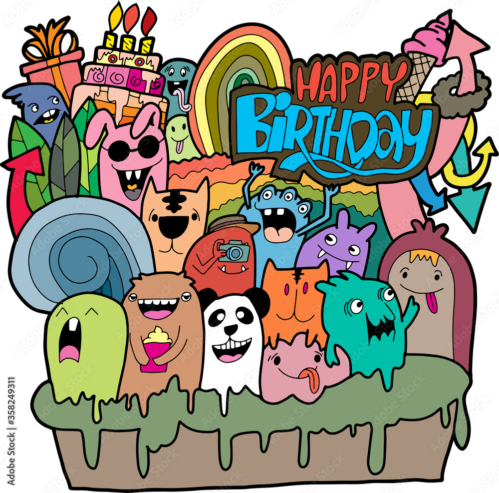 Doodle Monster Come to bless on the birthday