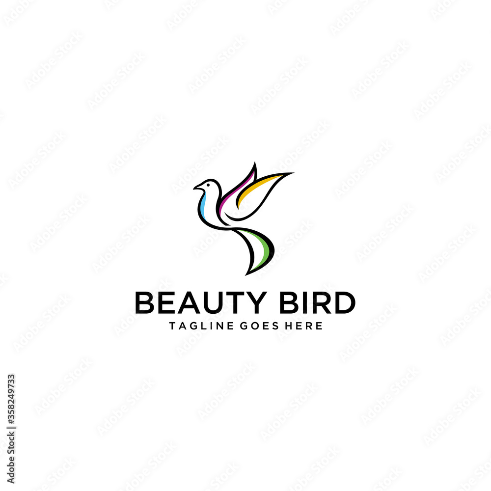 Creative luxury modern fly bird logo template vector icon