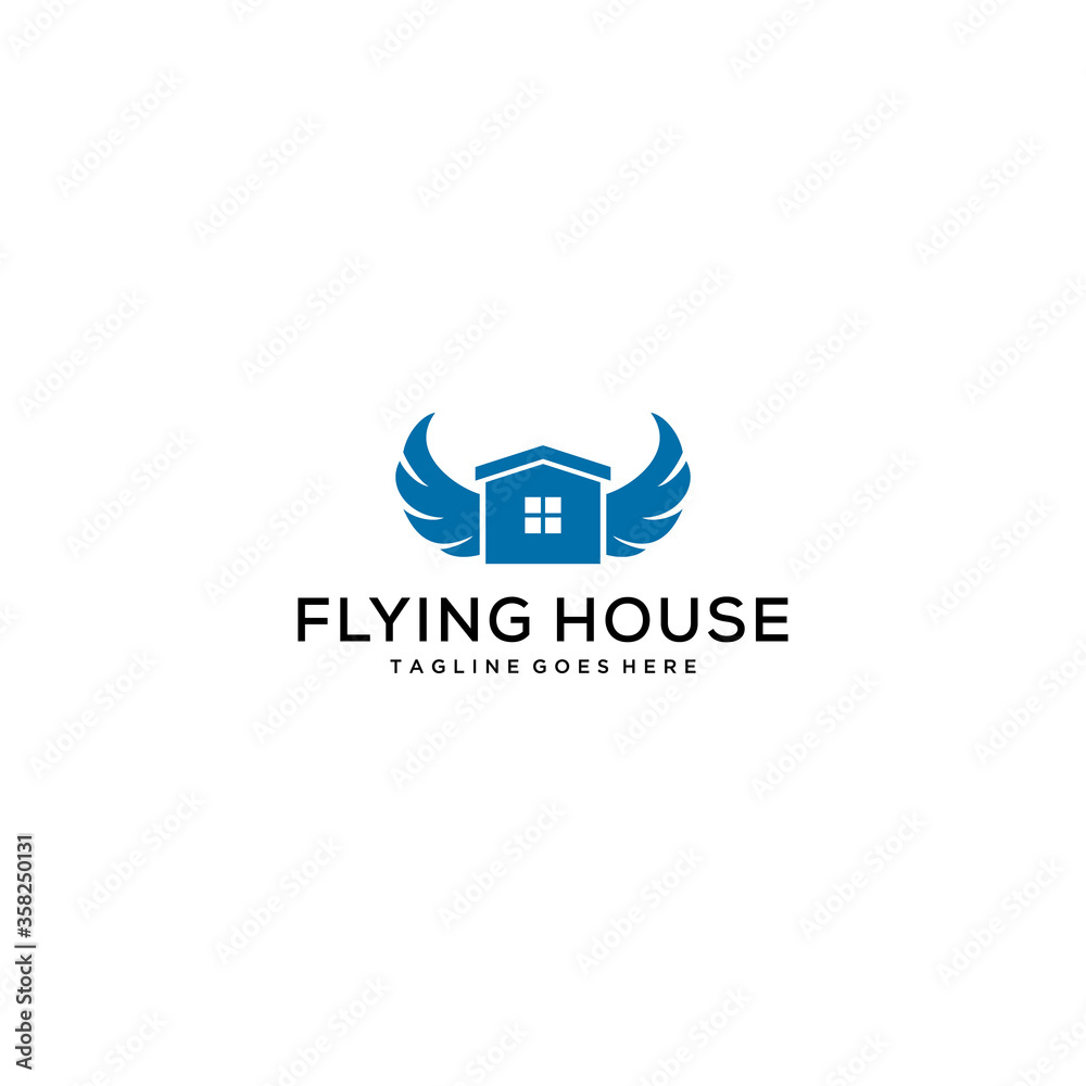 Creative modern flying house logo template vector illustration.