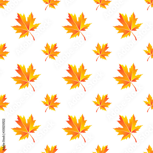 Seamless pattern of maple leaves, vector illustration.