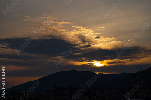 A beautiful landscape of city at evening photo