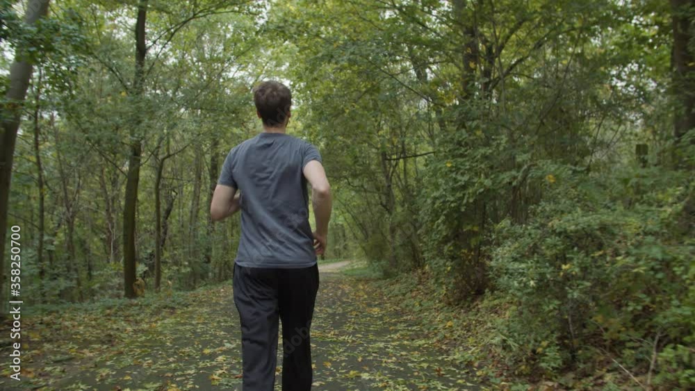 Athletic Man jogging in the Forest / Sport Athletic Man jogging in the Forest / Sport
