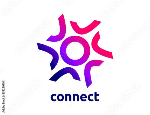 Connect, global network and cooperation  logo in the form of stars. Teamwork social idea. Partnership and alliance symbol.