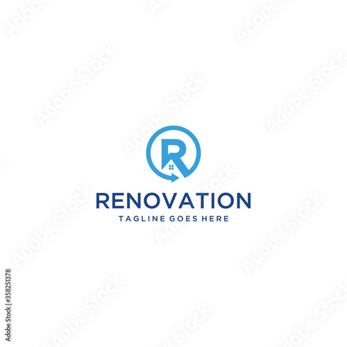 Creative Illustration modern R sign geometric logo design template