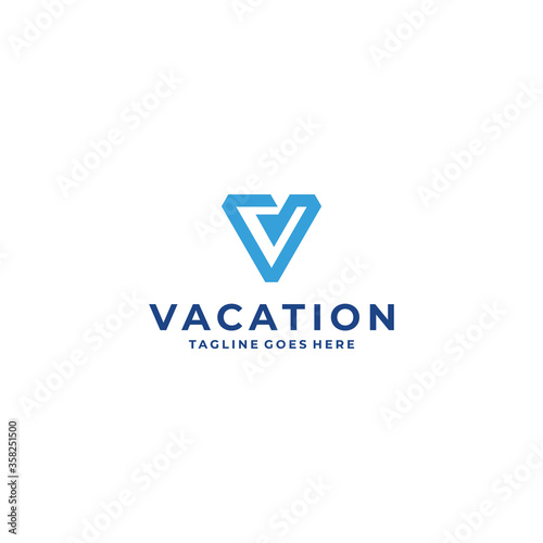 Creative Illustration modern V sign geometric logo design template