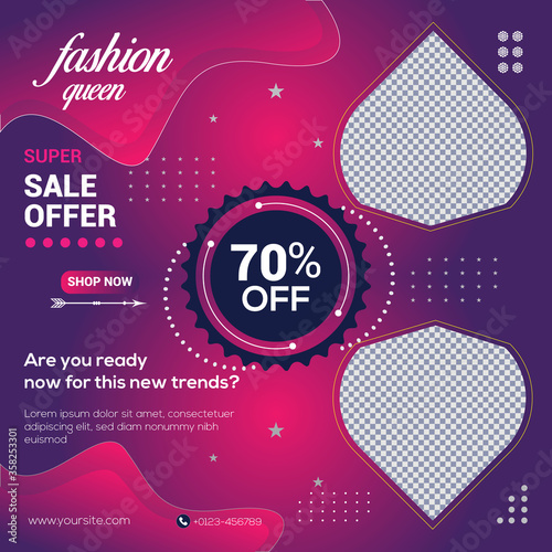 super sale offer Fashion social media post design template/social media poster template Set for special offer/fashion sale social media post design template Bundle.