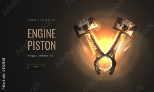 Piston engine car vector illustration isolated a black background
