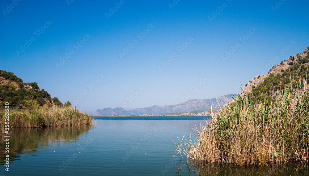 lake in the mountains with blue sky lake in the mountains with blue sky