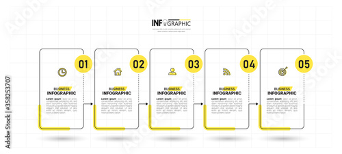 Timeline Infographics design template, linear concept with 5 steps	

