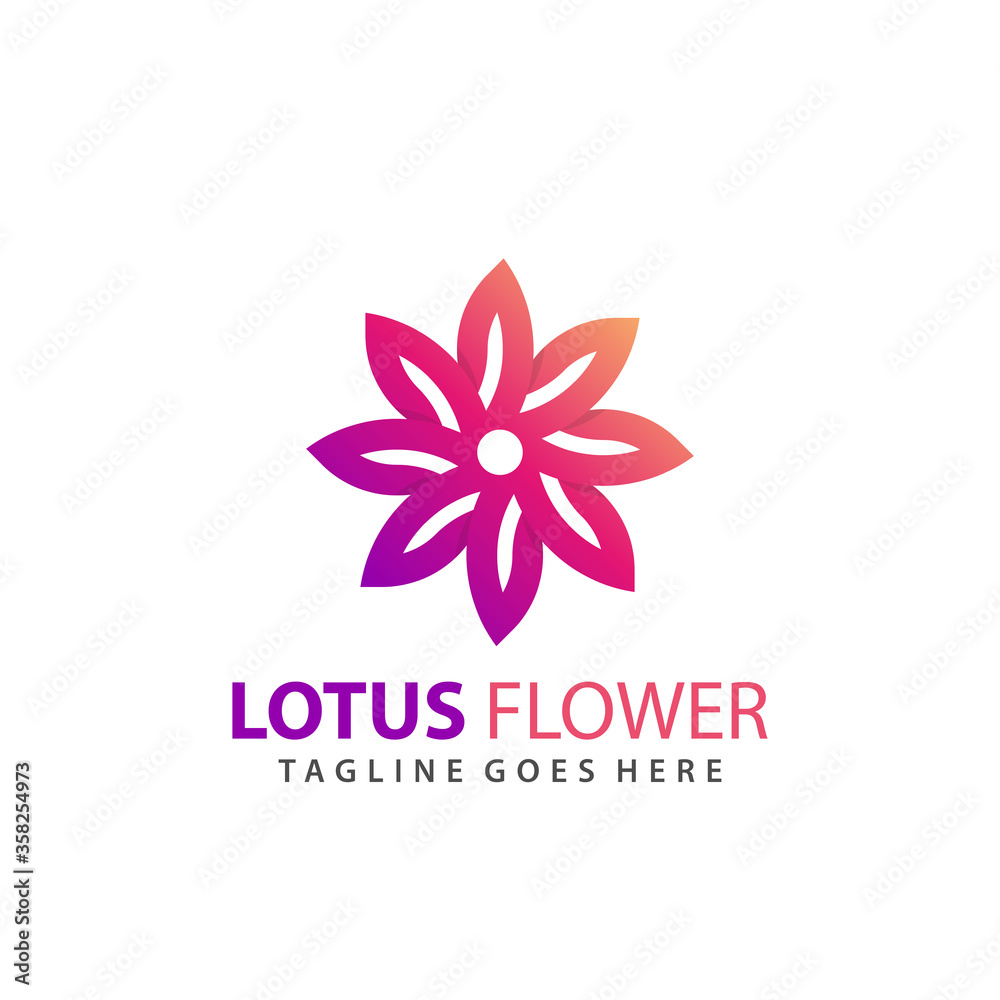 Abstract Lotus Flower Modern Logo Design Vector Illustration