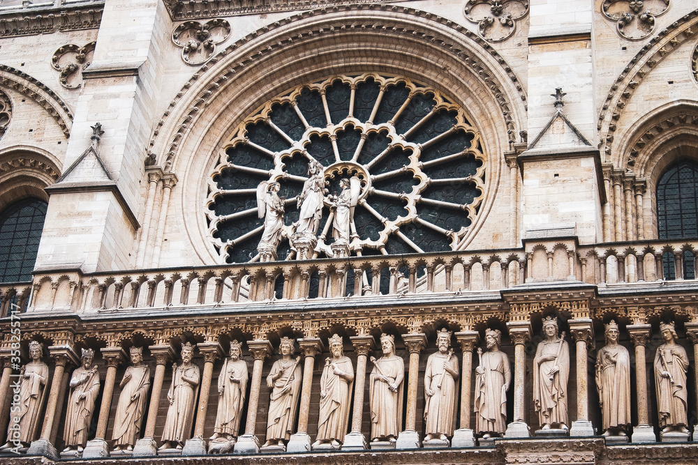 detail of the notre dame de paris cathedral